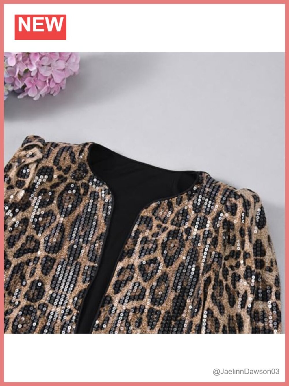 Sequin Blazer Jacket Long Sleeve Sparkle Cardigan, Cropped Slim Fit, 95% - Picture 5 of 5
